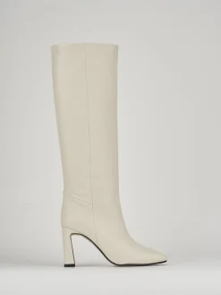 Stivali tacco 10cm pelle bianco