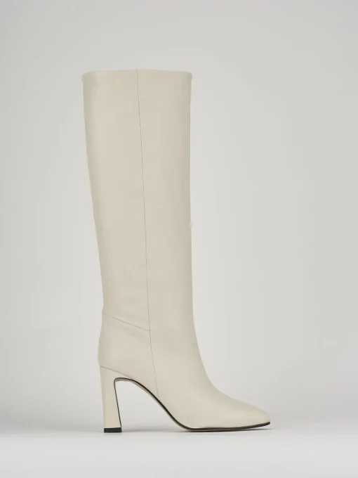 Stivali tacco 10cm pelle bianco
