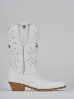 Stivali tacco 4cm pelle bianco