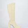 Stivali tacco 5cm pelle bianco