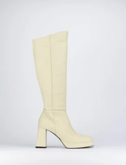 Stivali tacco 5cm pelle bianco
