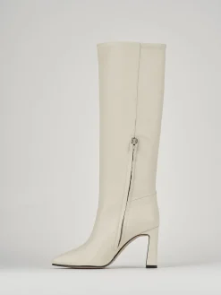 Stivali tacco 10cm pelle bianco