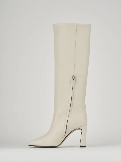 Stivali tacco 10cm pelle bianco