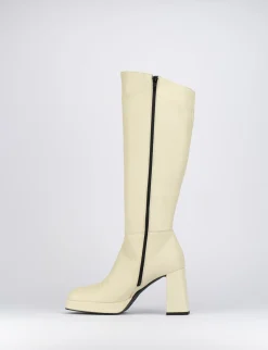 Stivali tacco 5cm pelle bianco