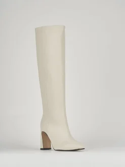 Stivali tacco 10cm pelle bianco