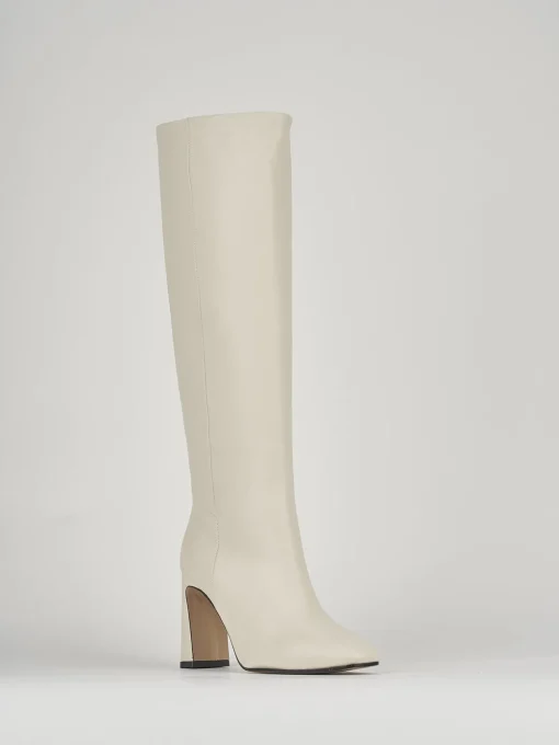 Stivali tacco 10cm pelle bianco