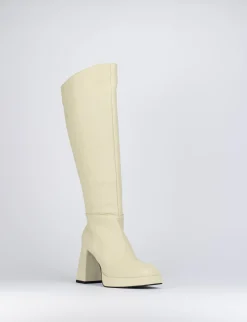 Stivali tacco 5cm pelle bianco