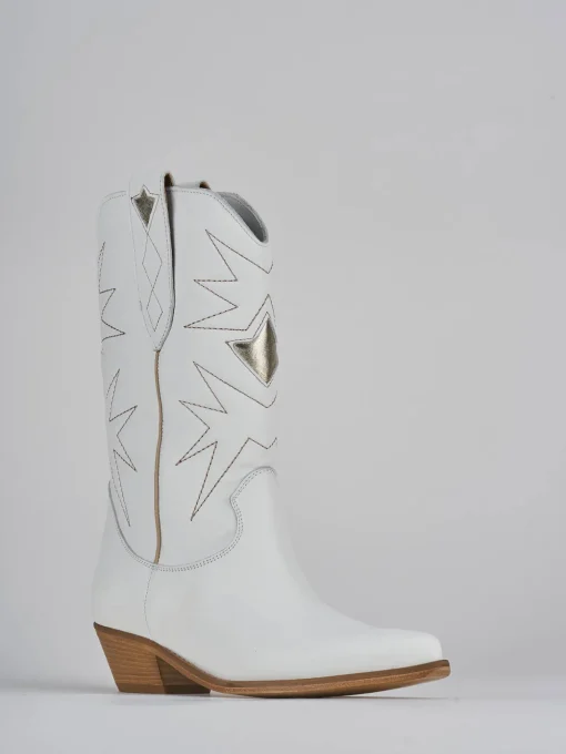 Stivali tacco 4cm pelle bianco