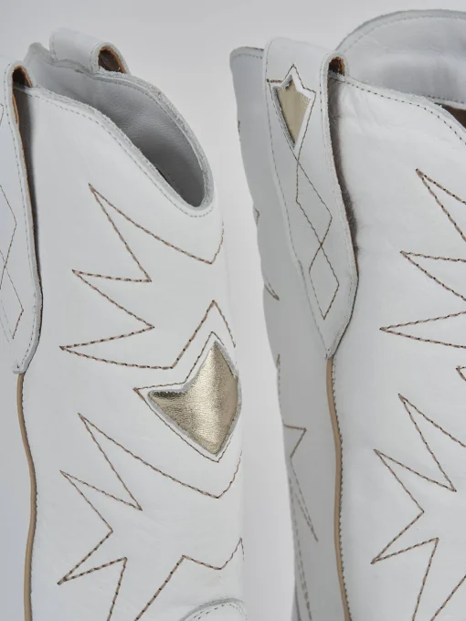 Stivali tacco 4cm pelle bianco