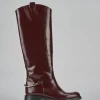 Stivali tacco 2cm pelle bordo'