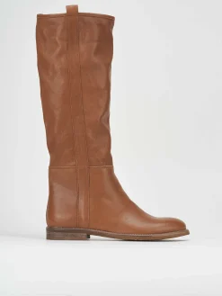 Stivali tacco 1cm pelle marrone