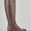 Stivali tacco 2cm pelle marrone