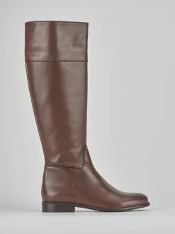 Stivali tacco 2cm pelle marrone