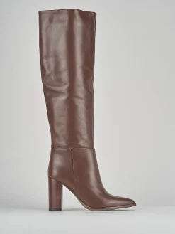 Stivali tacco 9cm pelle marrone