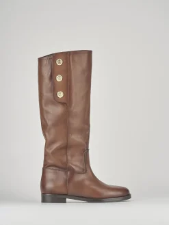 Stivali tacco 3cm pelle marrone
