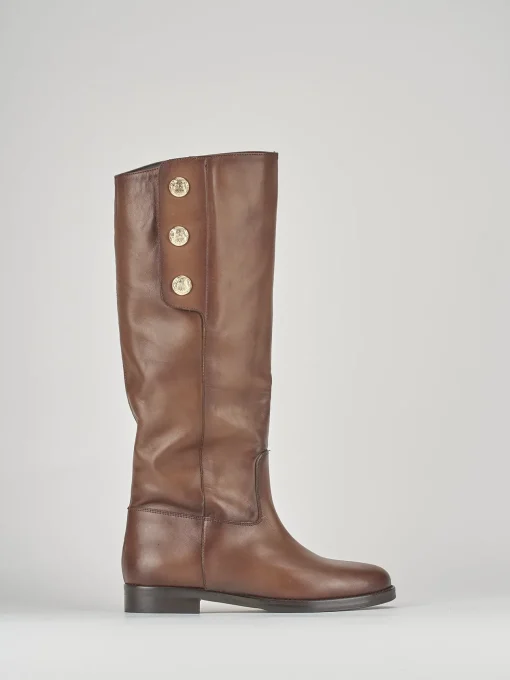 Stivali tacco 3cm pelle marrone