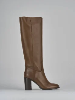 Stivali tacco 8cm pelle marrone