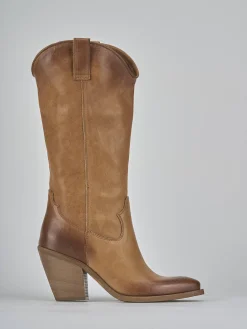 Stivali tacco 7cm pelle marrone