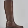 Stivali tacco 2cm pelle marrone