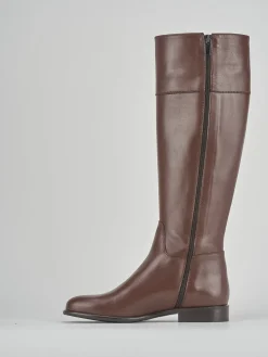 Stivali tacco 2cm pelle marrone