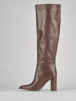 Stivali tacco 9cm pelle marrone