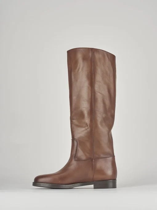 Stivali tacco 3cm pelle marrone