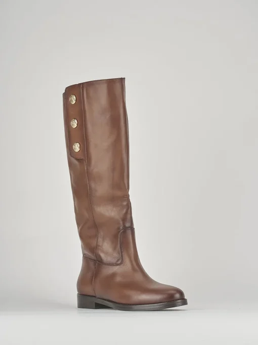 Stivali tacco 3cm pelle marrone