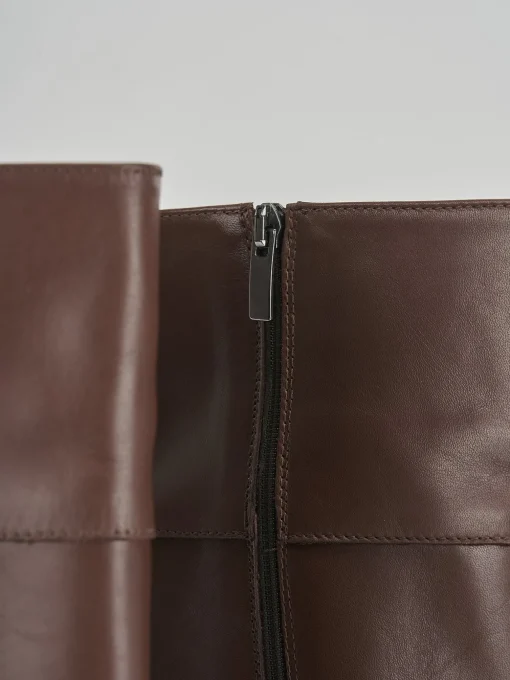 Stivali tacco 2cm pelle marrone