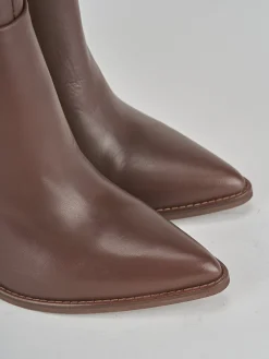 Stivali tacco 9cm pelle marrone