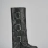 Stivali tacco 2cm pelle nero