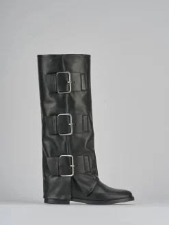 Stivali tacco 2cm pelle nero