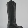Stivali tacco 2cm pelle nero