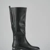Stivali tacco 2cm pelle nero