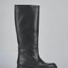 Stivali tacco 2cm pelle nero