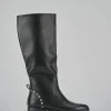 Stivali tacco 1cm pelle nero