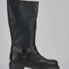 Stivali tacco 2cm pelle nero