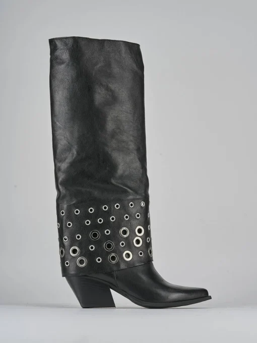 Stivali tacco 6cm pelle nero