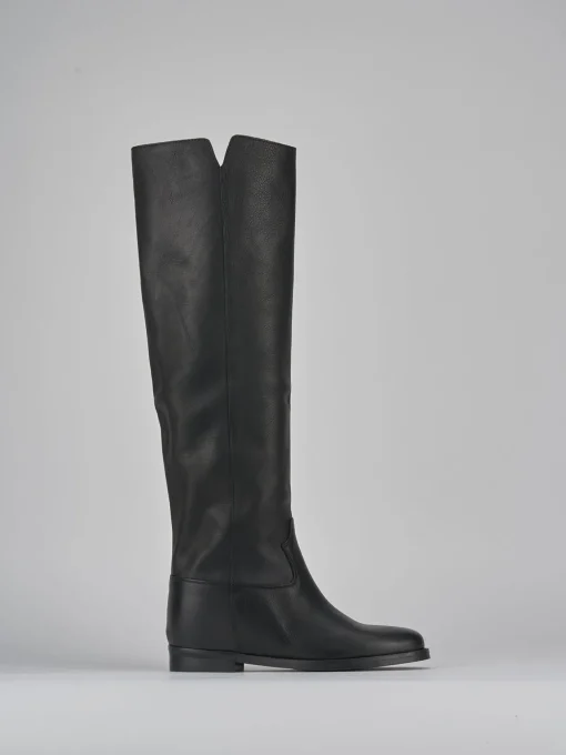 Stivali tacco 2cm pelle nero