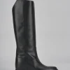Stivali tacco 2cm pelle nero