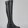 Stivali tacco 2cm pelle nero