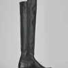 Stivali tacco 2cm pelle nero