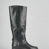 Stivali tacco 2cm pelle nero