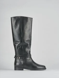 Stivali tacco 2cm pelle nero