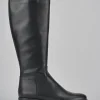 Stivali tacco 2cm pelle nero