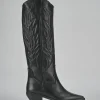 Stivali tacco 7cm pelle nero