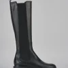 Stivali tacco 2cm pelle nero