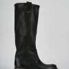 Stivali tacco 1cm pelle nero