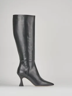 Stivali tacco 7cm pelle nero