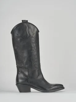 Stivali tacco 3cm pelle nero