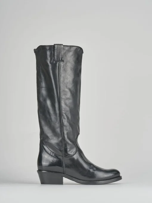 Stivali tacco 4cm pelle nero